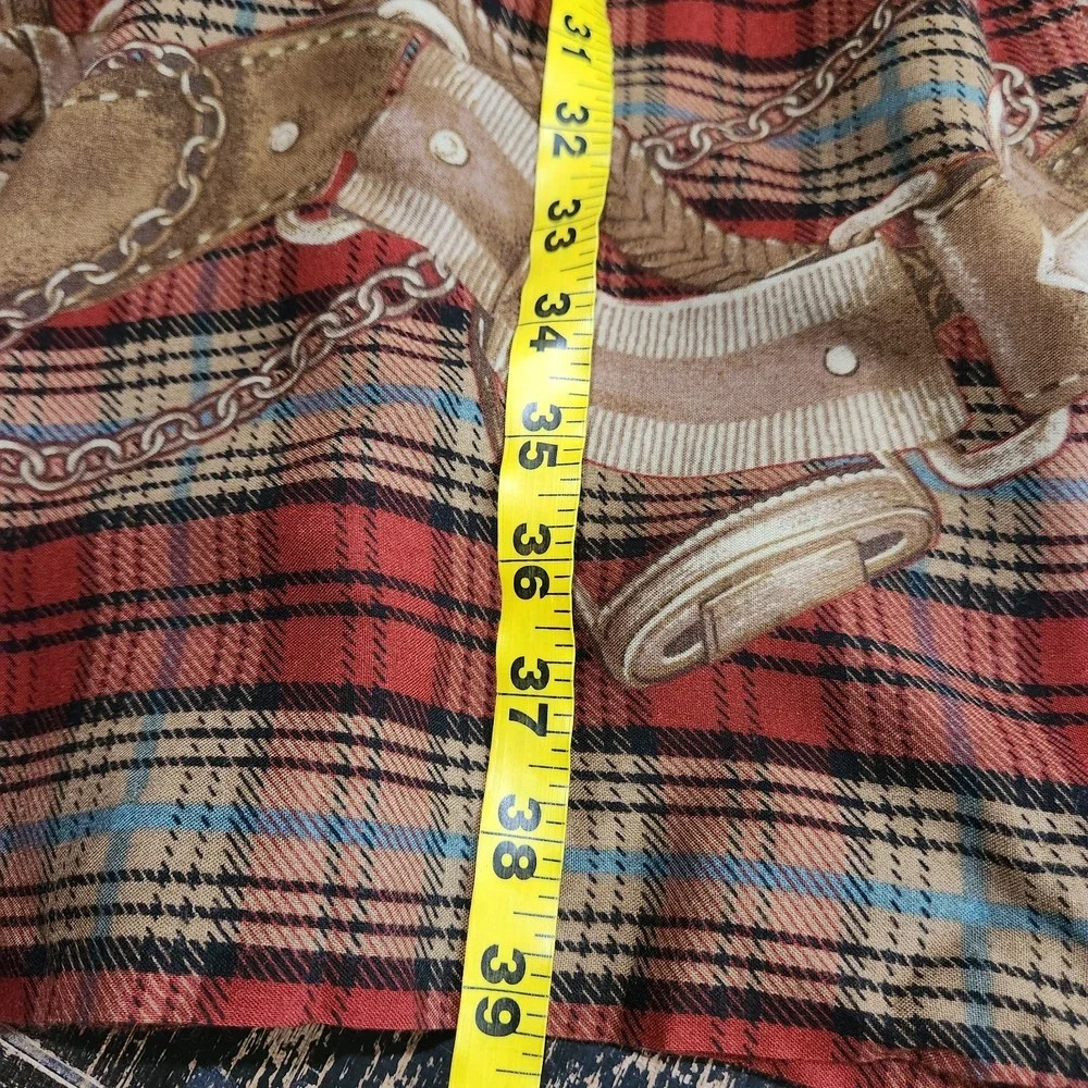 Vtg Stonebridge 1990s Plaid Belting Equestrian Academia Wrap Maxi Skirt sz 14